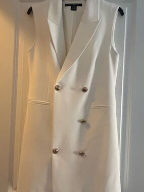 French Connection White Sleeveless Blazer Dress